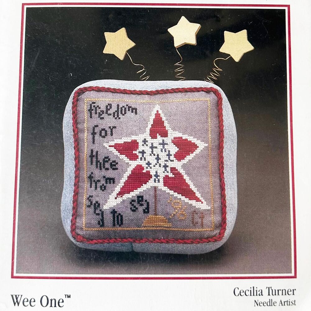 Wee Freedom Star Cross Stitch Kit Wee One Blue Linen Heart in Hand Needleart